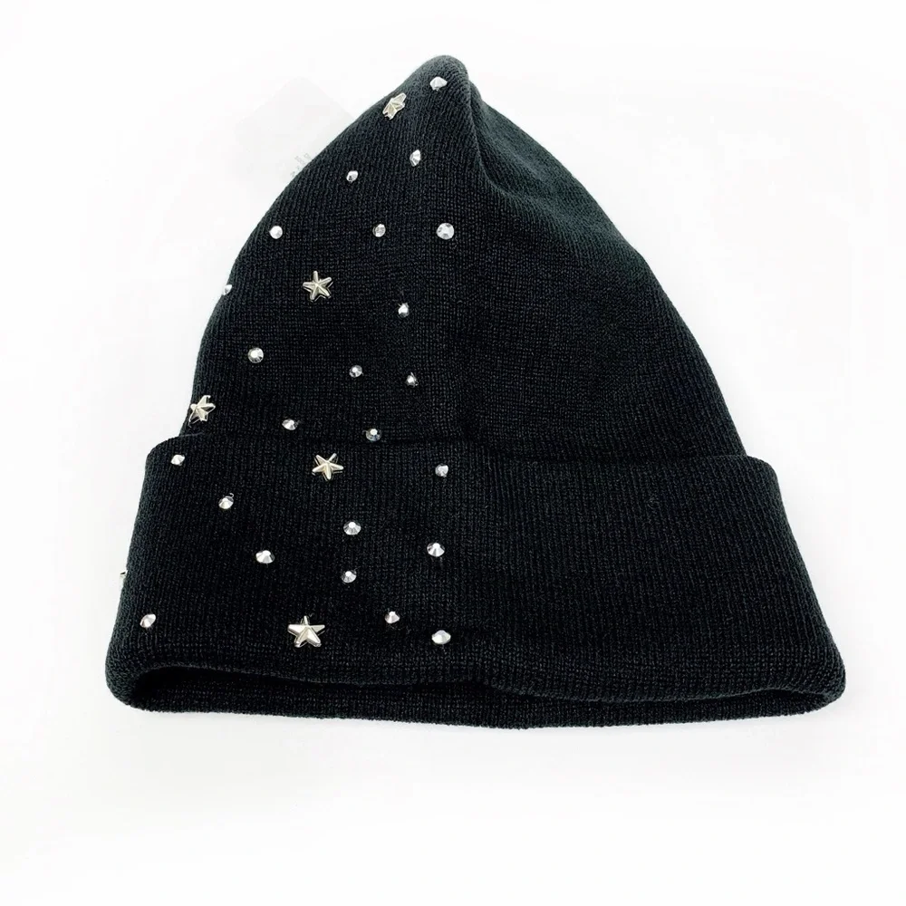 Black Rhinestone Beanie • Sparkly Knit Hat • Cozy Cap • NWT